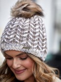 Cappuccino-Wintermütze mit Fischgrätenmuster C13 – Online-Shop – Boutique